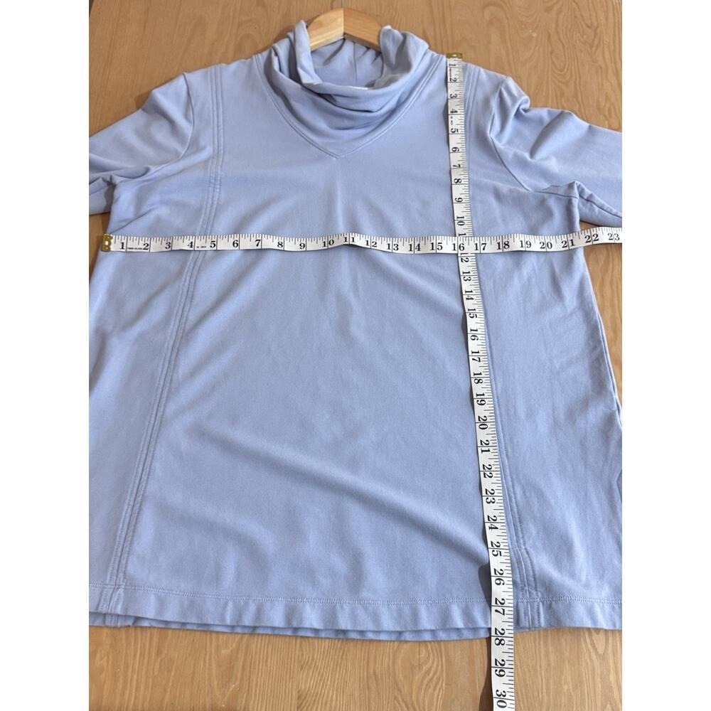 J. Jill Womens Tunic Pima Cotton Modal Stretch Cowl Neck Blue Preppy Coastal L - Picture 10 of 10
